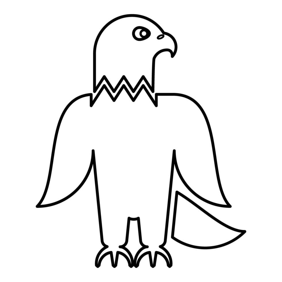 Eagle bald american bird silhouette contour outline line icon black color illustration image thin flat style vector