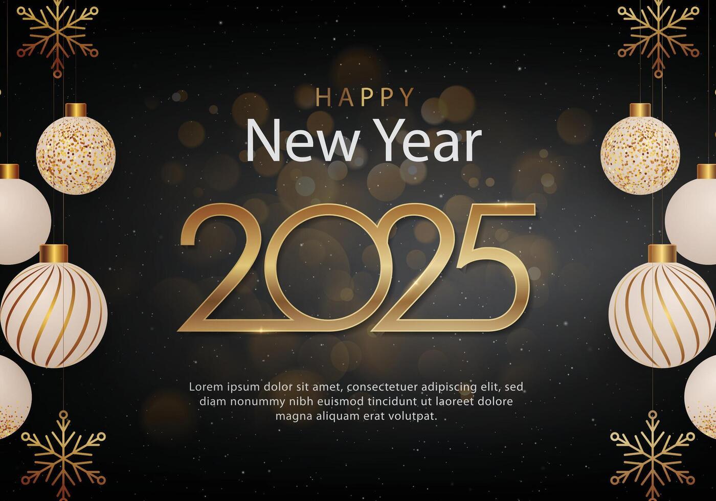 golden Gradient new year 2025 template vector