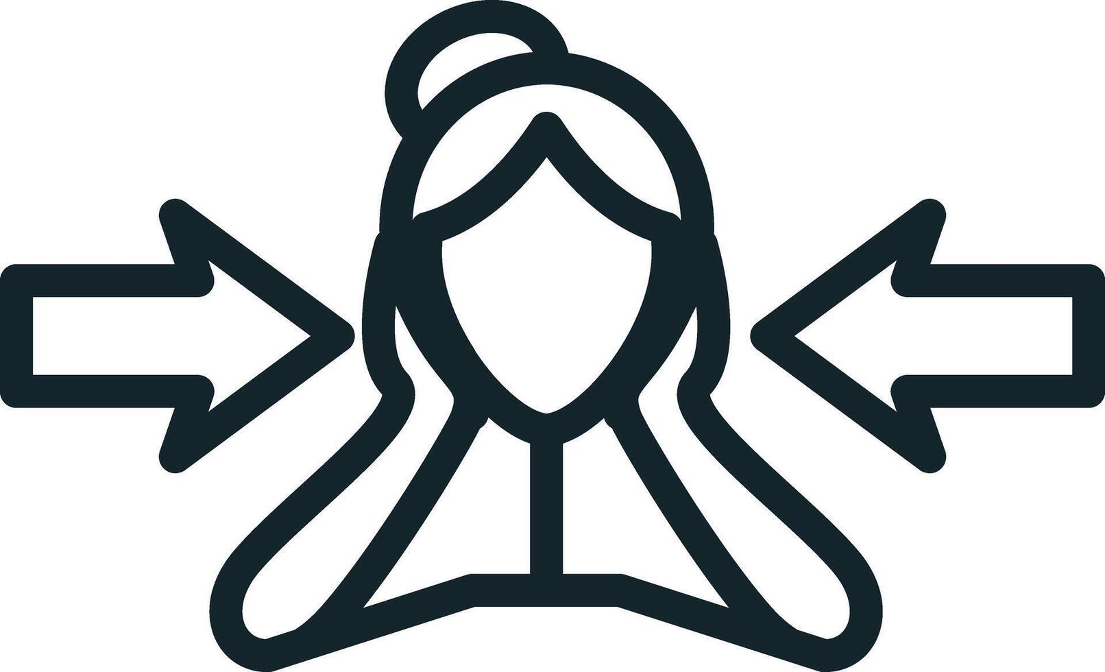 Woman feeling pressure from both sides with arrows pointing inwards vector