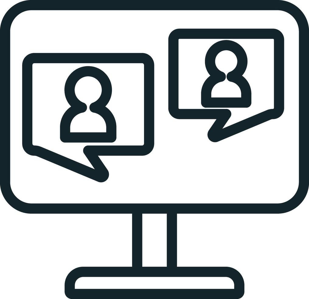 Online learning with computer showing speech bubbles icon vector