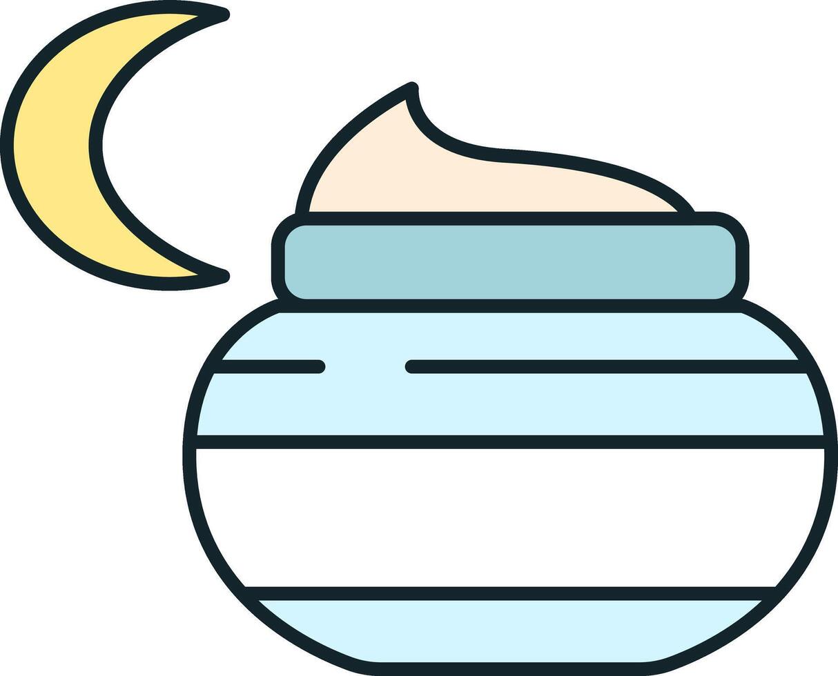 Night cream moisturizer jar with crescent moon for skincare routine vector