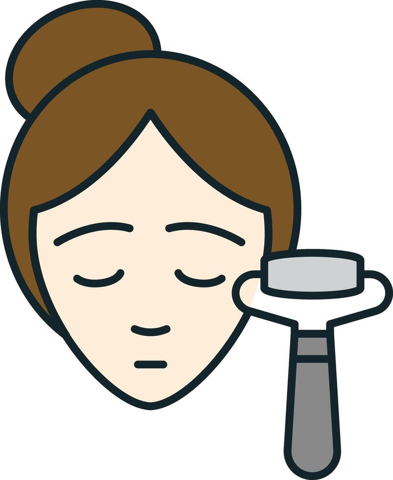 Woman using jade roller for skin care routine vector