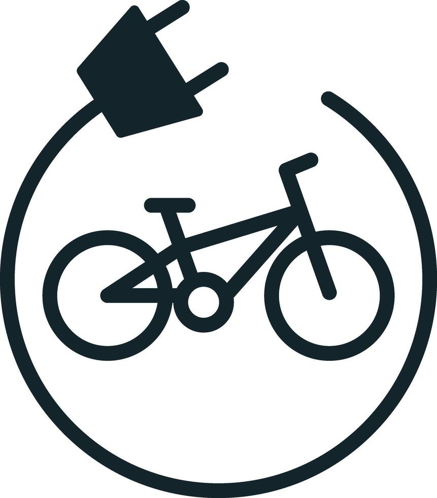 Electric bicycle plugged in with cable forming a circle symbolizing green smart city vector