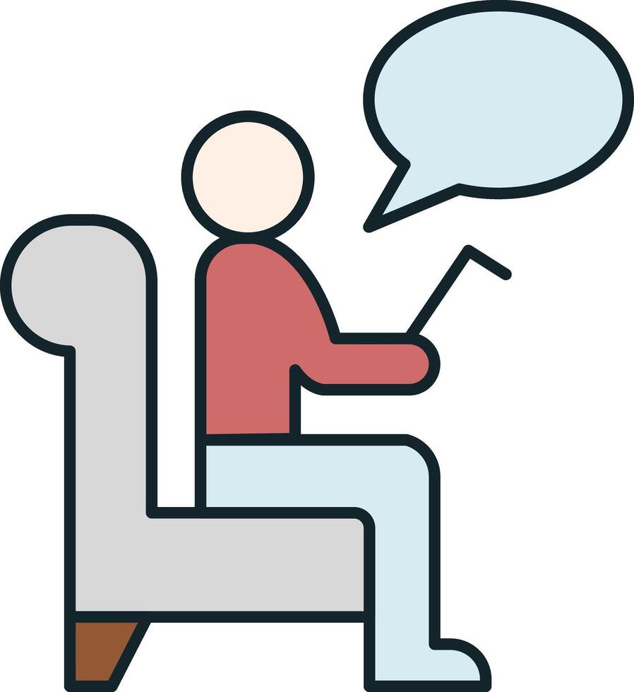Patient is talking to psychiatrist during therapy session in office vector