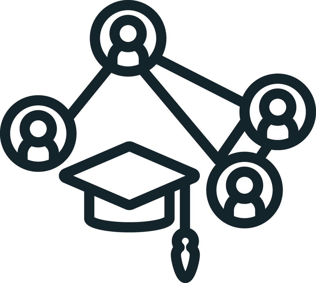 Online education icon showing students connecting online vector