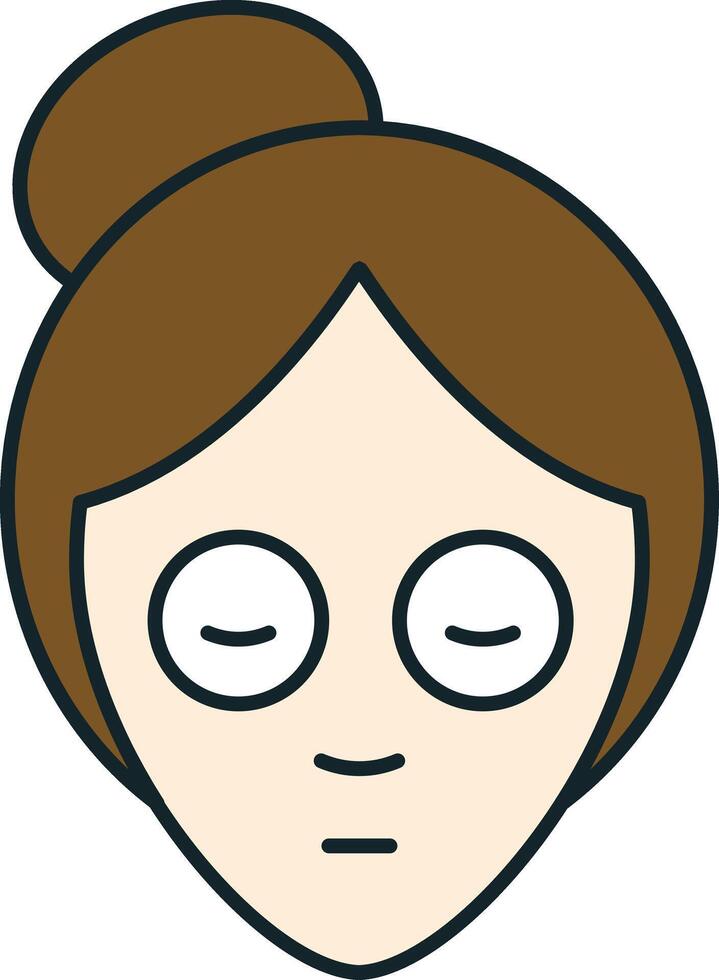 Young woman relaxing with eye patches on her face vector