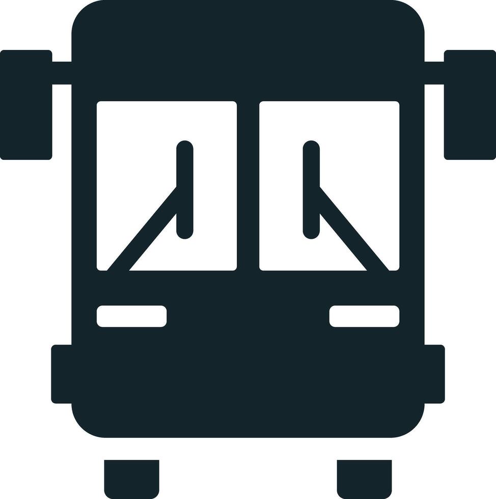 Black icon of a bus driving forward in smart city vector
