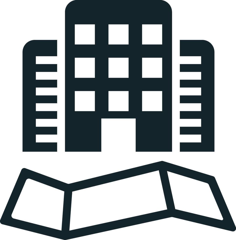 Smart city concept icon showing building standing on map vector