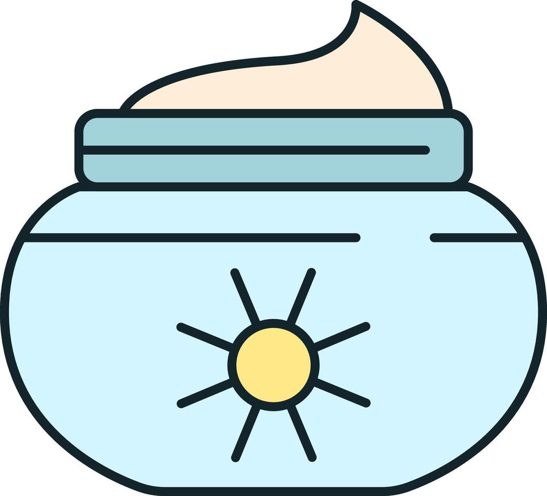 Sun protection cream jar for protecting skin from sun rays vector