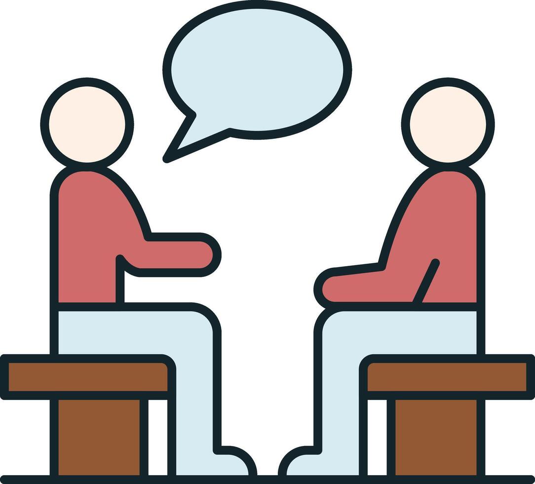 Two people talking and sharing problems sitting on bench vector