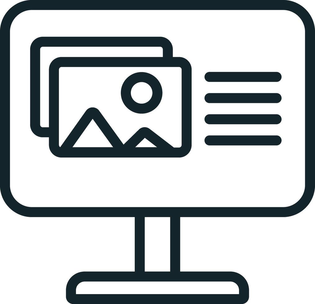Online learning platform displaying educational content on computer monitor vector