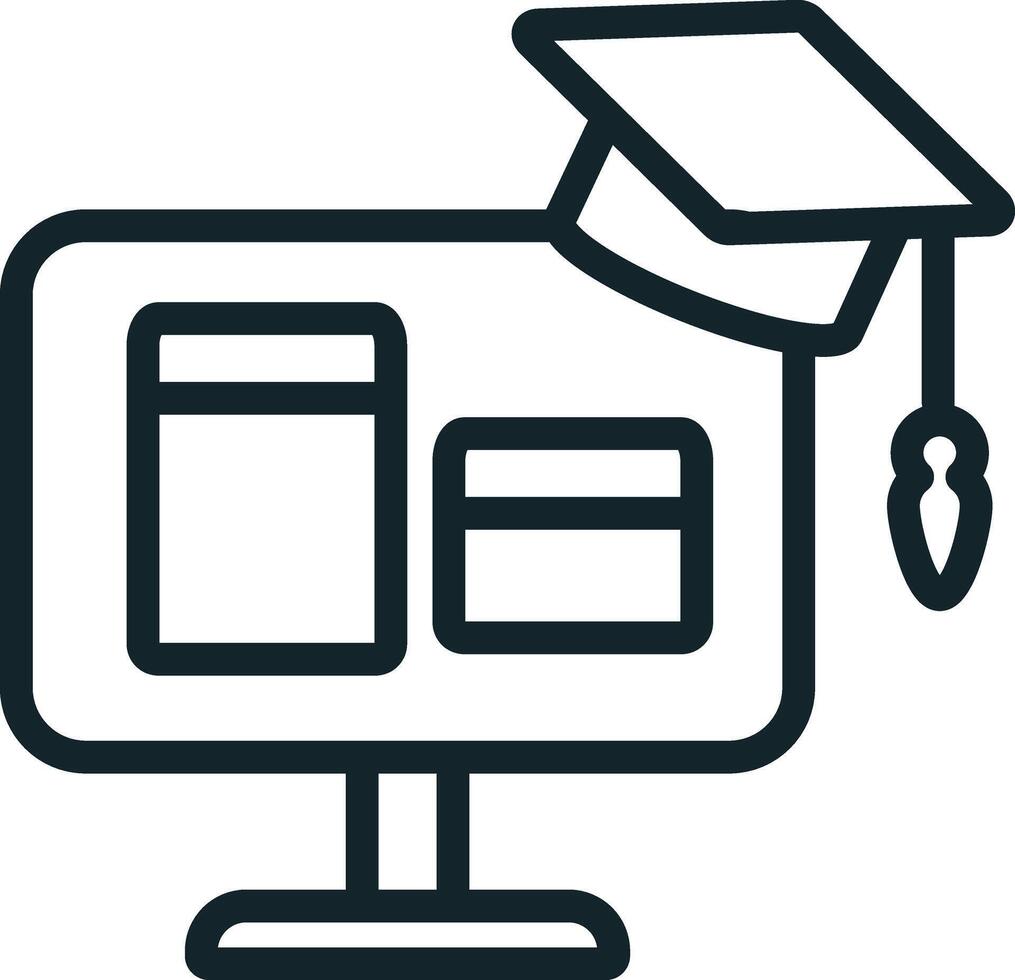 Graduation hat displaying on computer screen with learning software representing online education concept vector