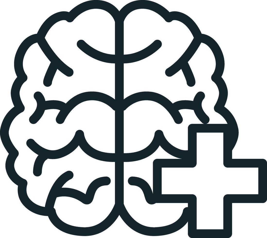 Brain improving with medical sign showing mental health awareness vector