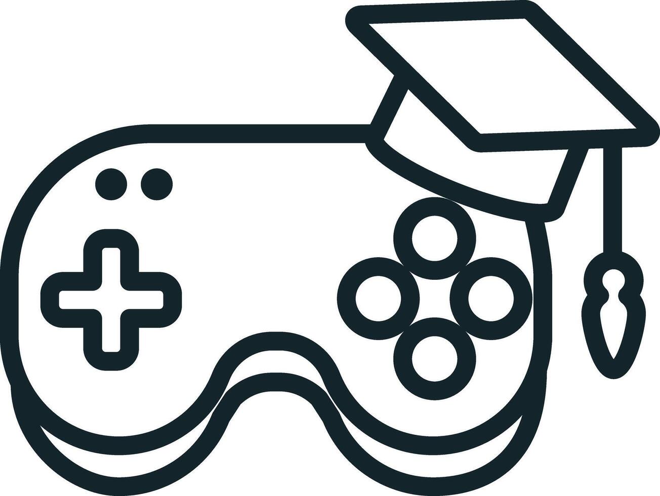 Graduation cap placed on a gaming controller icon vector
