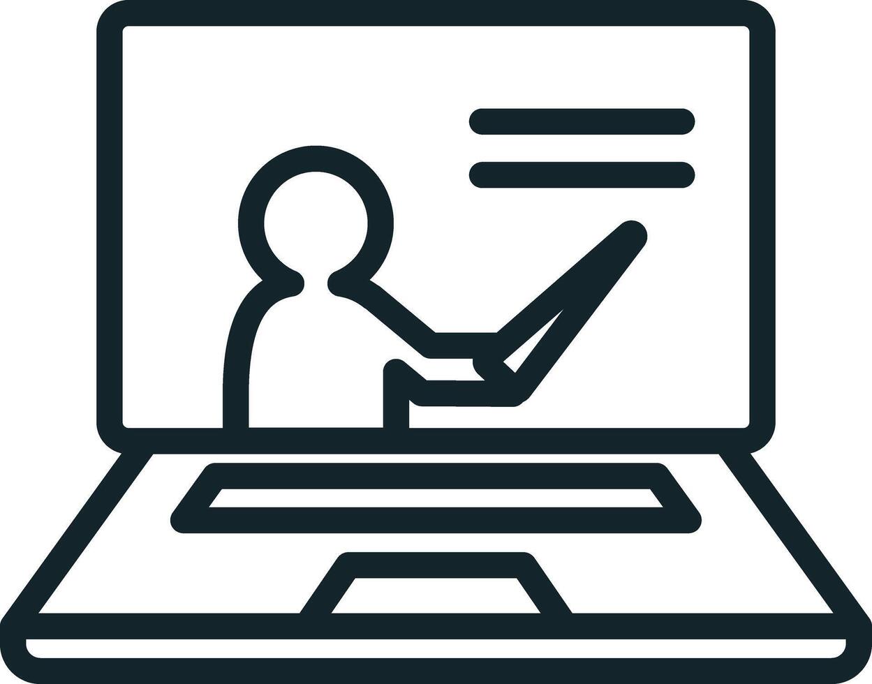 Teacher explaining during online class on laptop screen vector