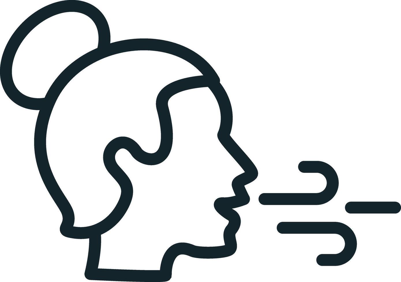 Woman exhaling slowly practicing breathing exercise vector