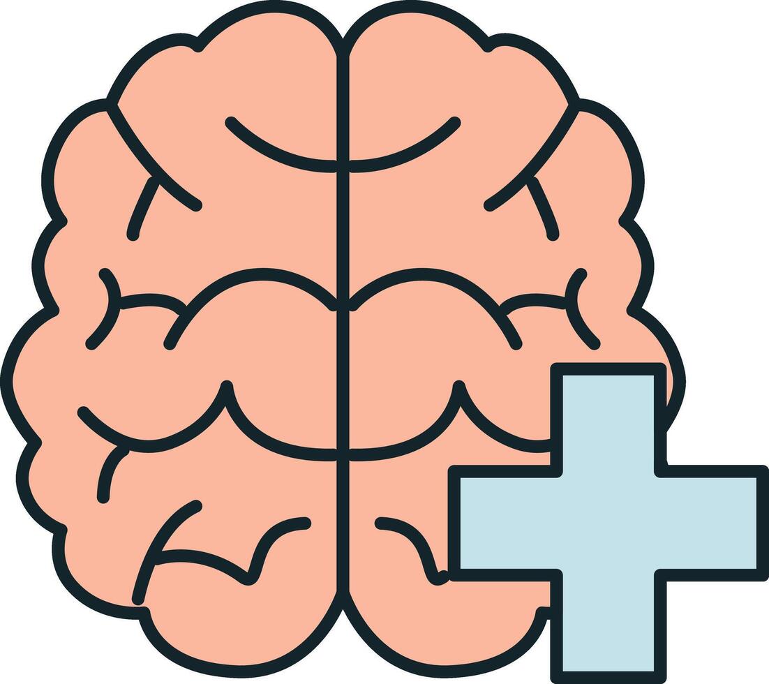 Human brain improving with plus sign symbol for positive thinking vector