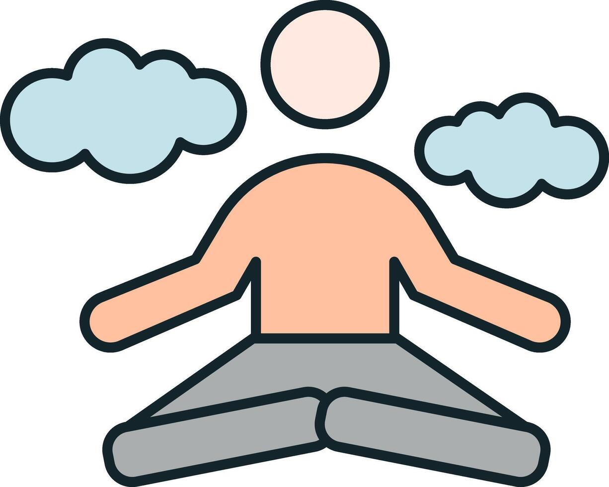 Man meditating in lotus pose achieving peace of mind and mindfulness vector