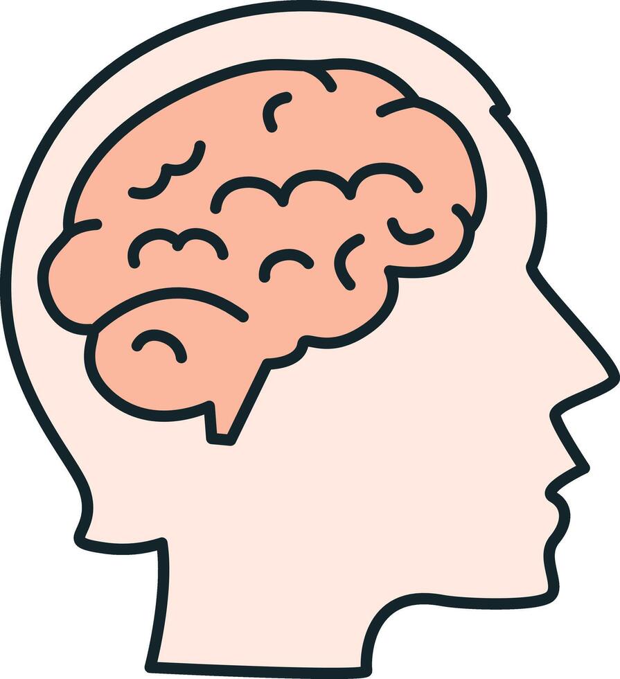 Human head profile showing brain working psychology icon vector