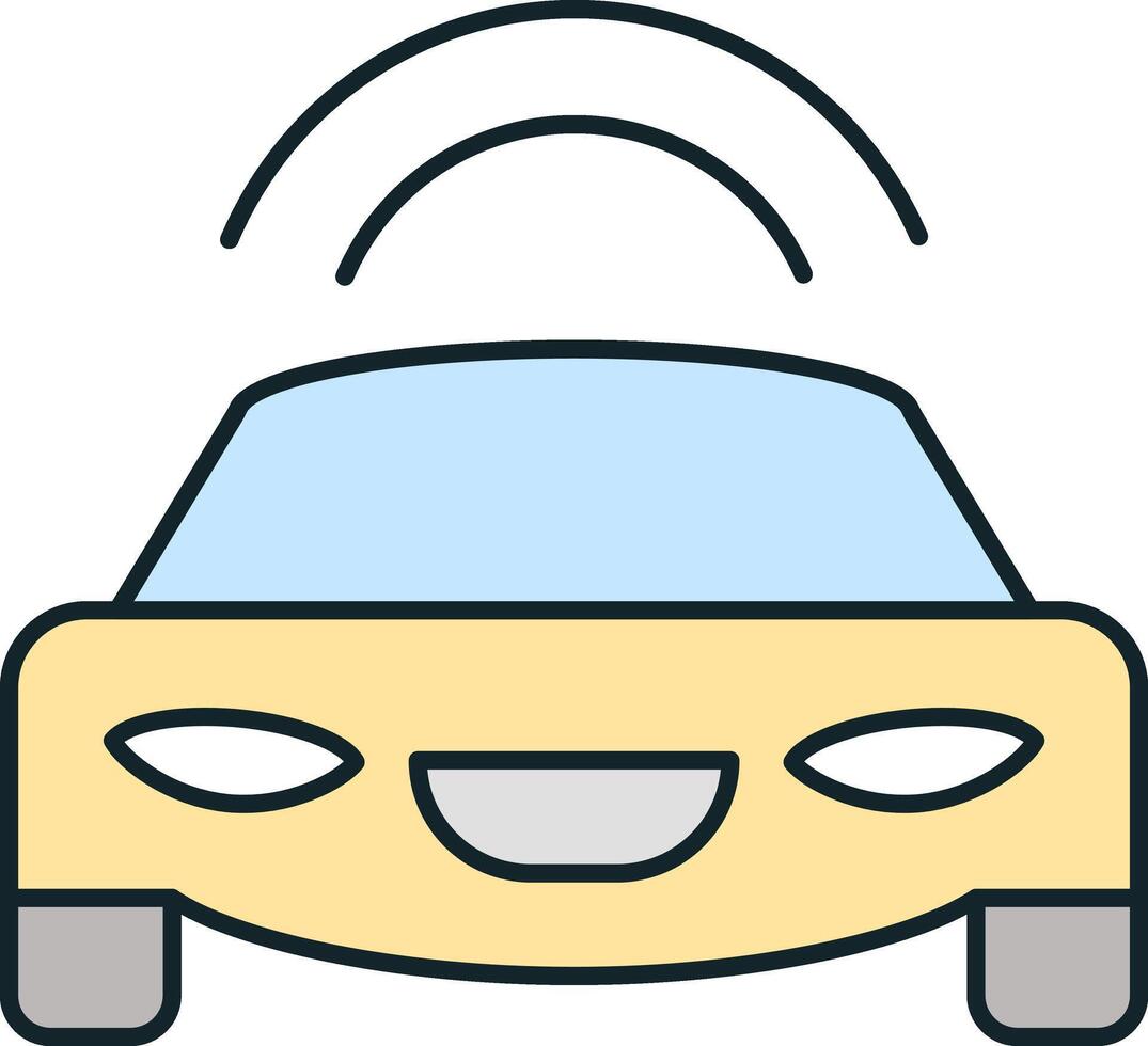 Smart car sending data through wireless connection icon vector