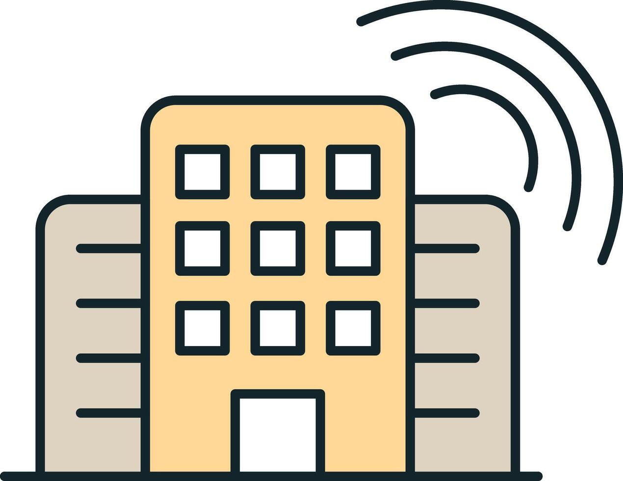 Modern office building sending a wifi signal icon vector