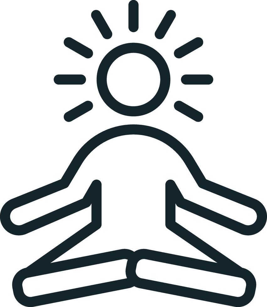 Person meditating with sun above head for mental health and wellbeing vector