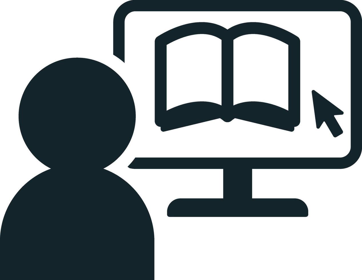 Student is learning online using a computer vector