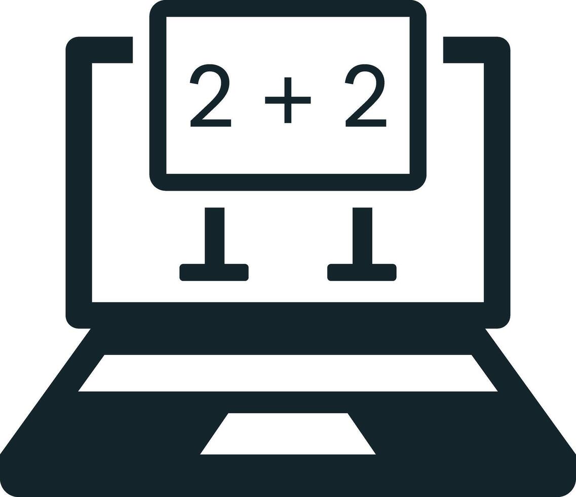 Online education icon showing laptop displaying a sum vector