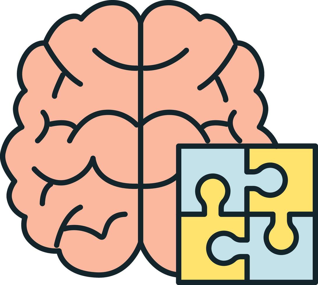 Human brain solving problem connecting puzzle pieces together vector