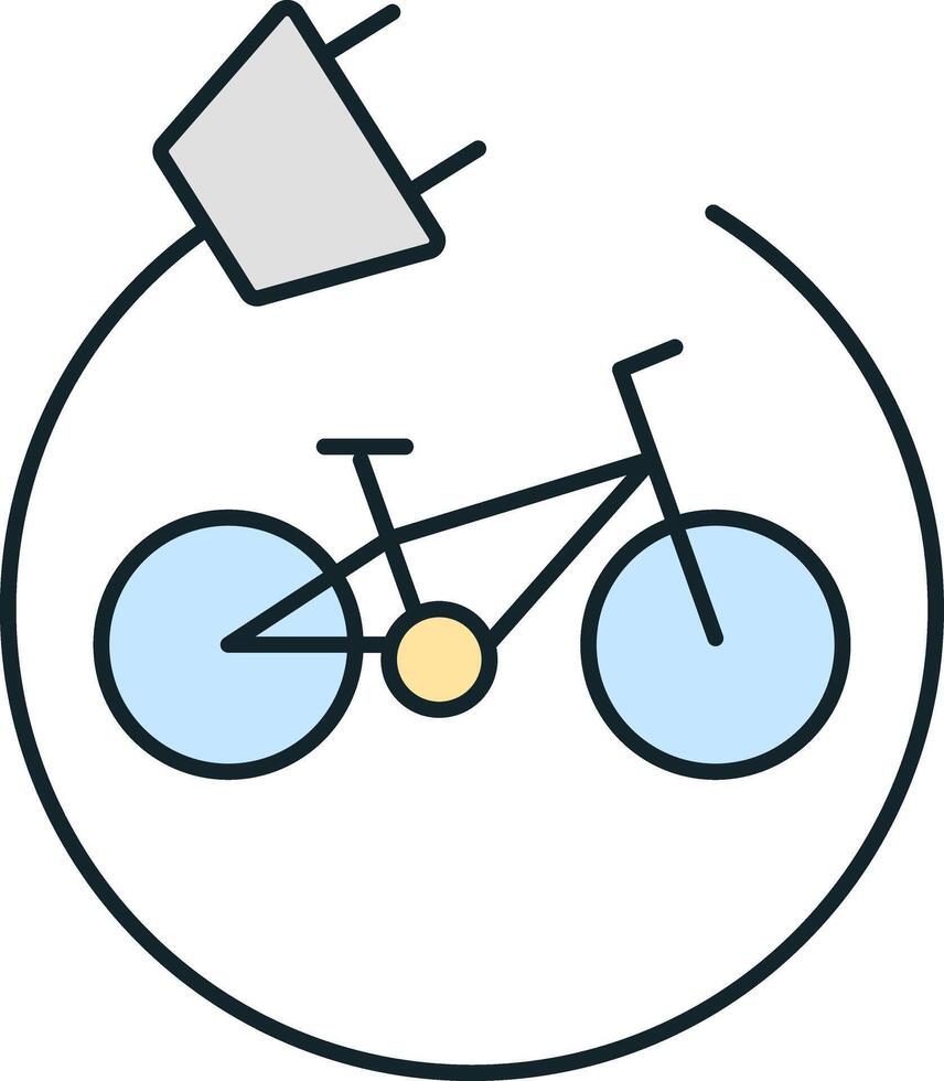 Electric bicycle being charged representing green transportation in smart city vector