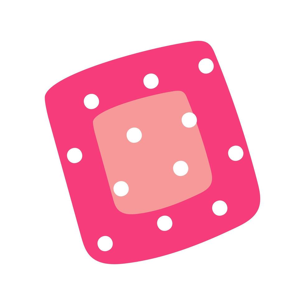 medical patch is single pink. Adhesive bandage for first aid in case of wounds, operations and skin damage. Protection of an open wound from infection. Pink illustration, isolated vector