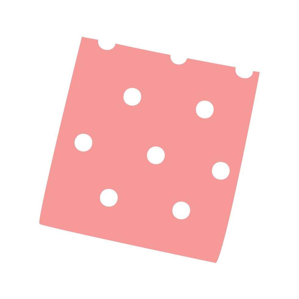 Medical patch is a single pink sliced piece with holes. Adhesive bandage for first aid in case of wounds, operations, skin damage. Protection of an open wound from infection. Pink illustration vector