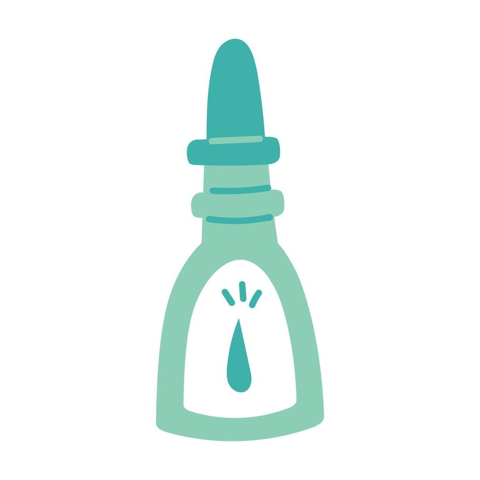 Nose drops, spray. flat illustration for printing, backgrounds, covers and packaging. Cold treatment. Use for greeting cards, posters, stickers and textiles. Highlighted on a white background vector