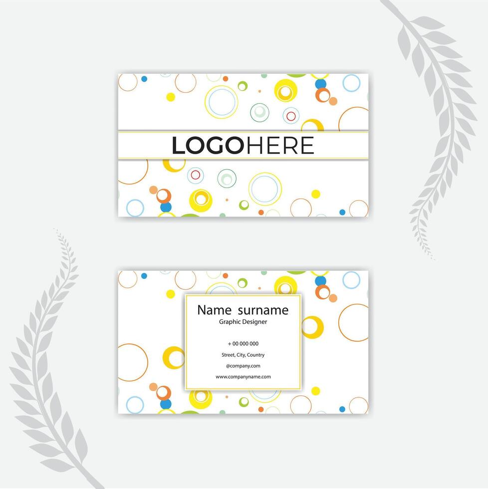 Print Colorful circles business card. vector