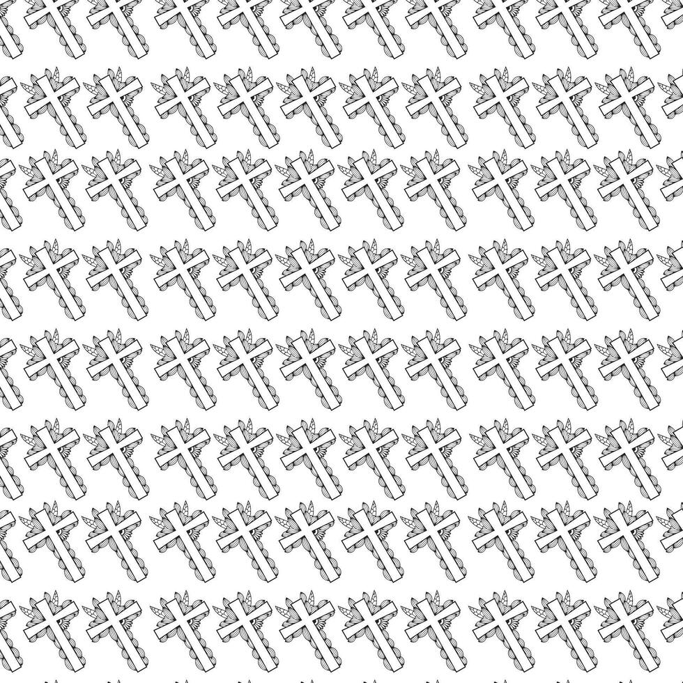 Print Decorative Cross with Floral Design Pattern. vector