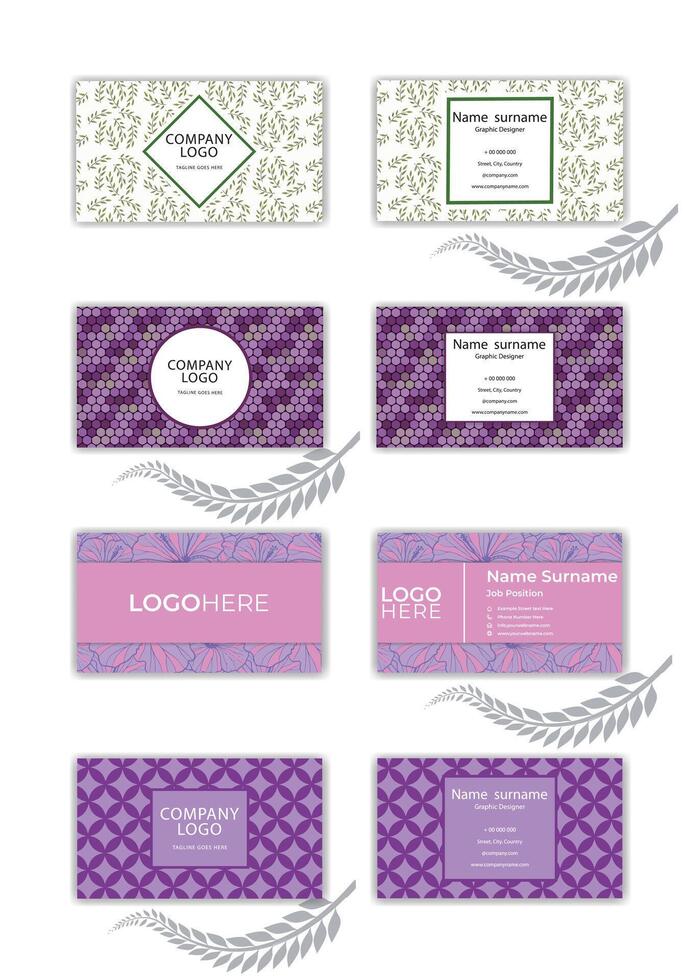 Print 4 pics business card template. vector