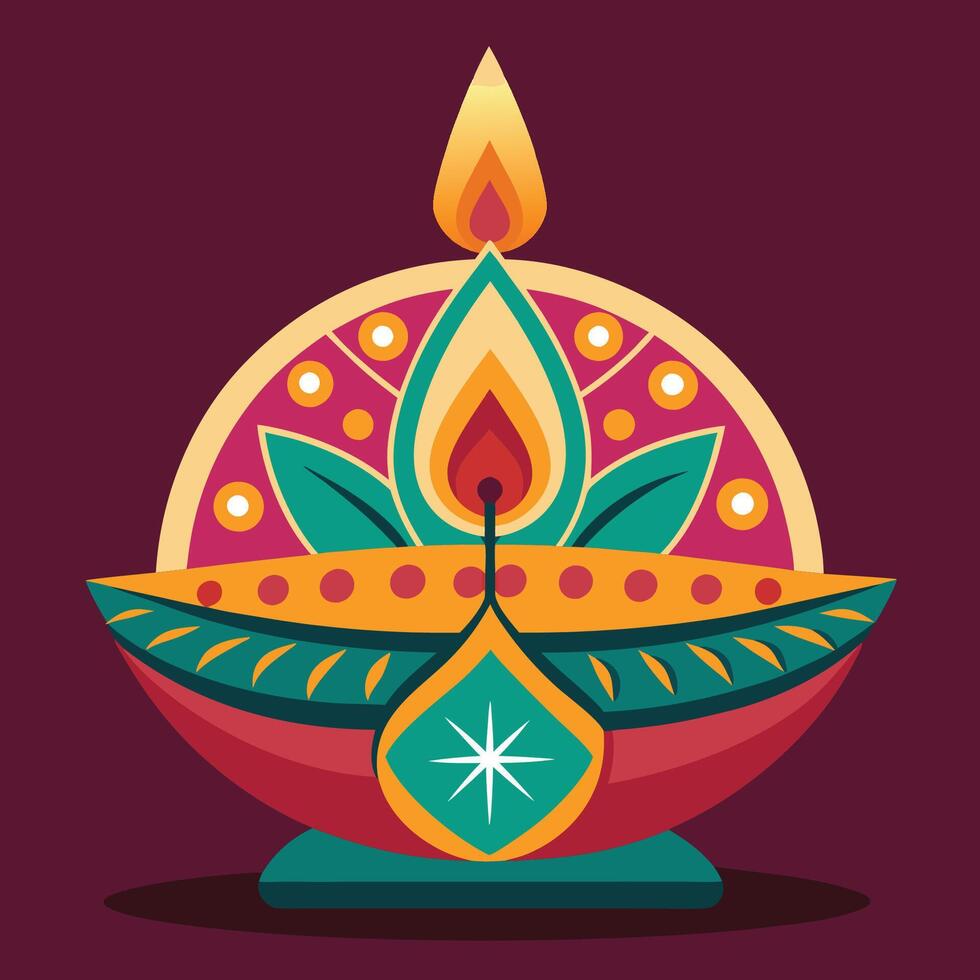 ethnic candle design diwali vector
