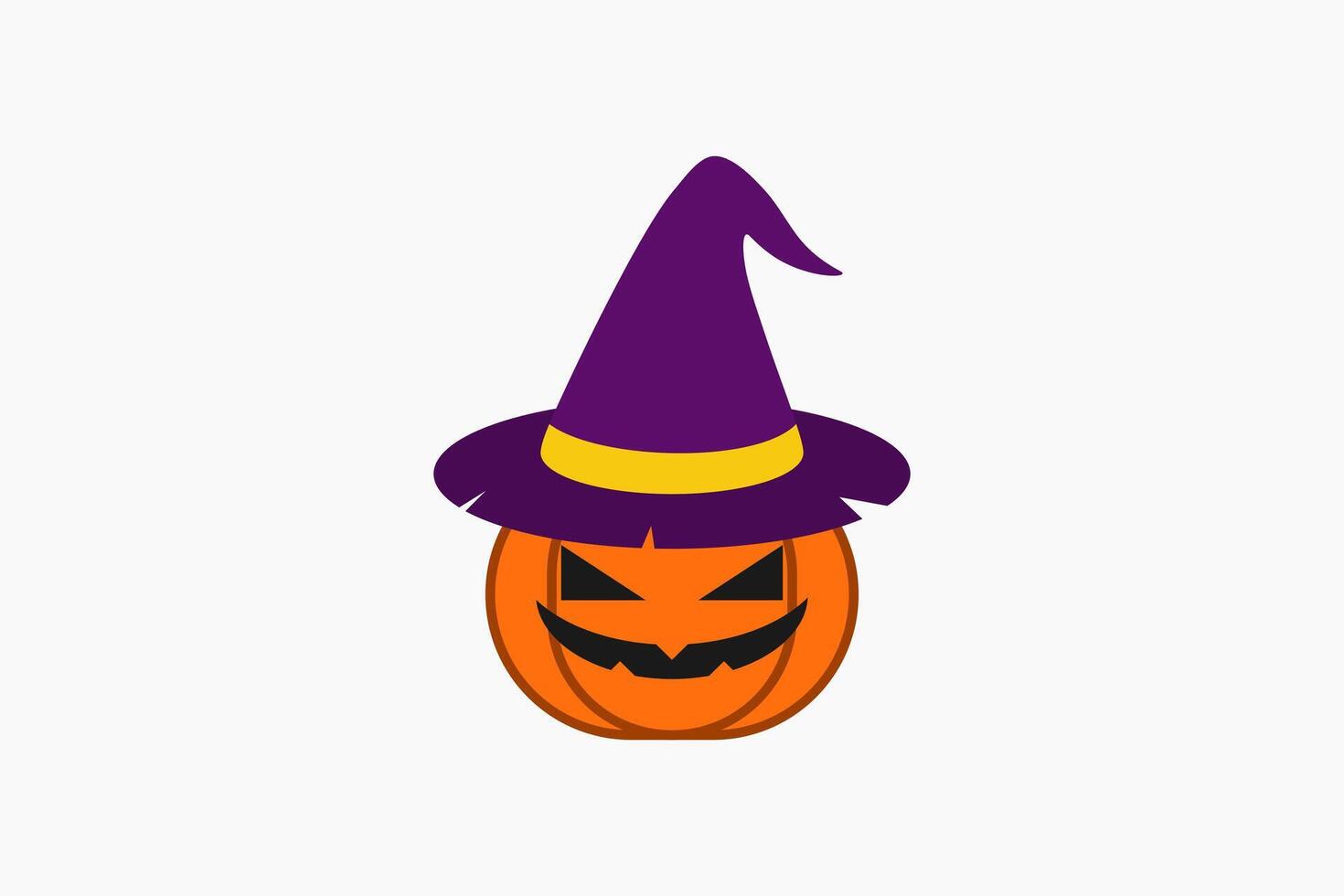 Halloween spooky pumpkin with scary hat icon vector