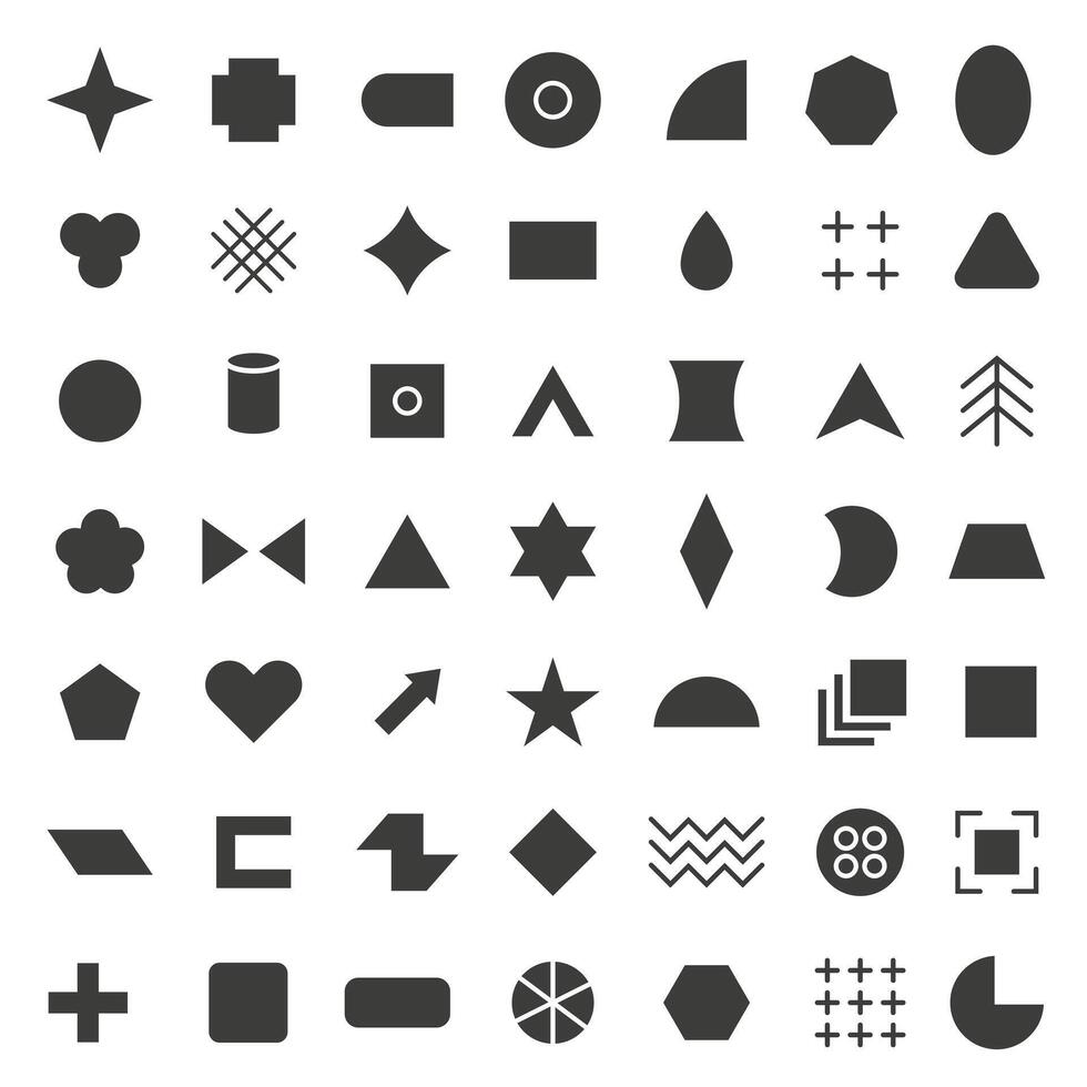 Dark icons. A set of geometric shapes. Simple geometric shapes icon collection. vector