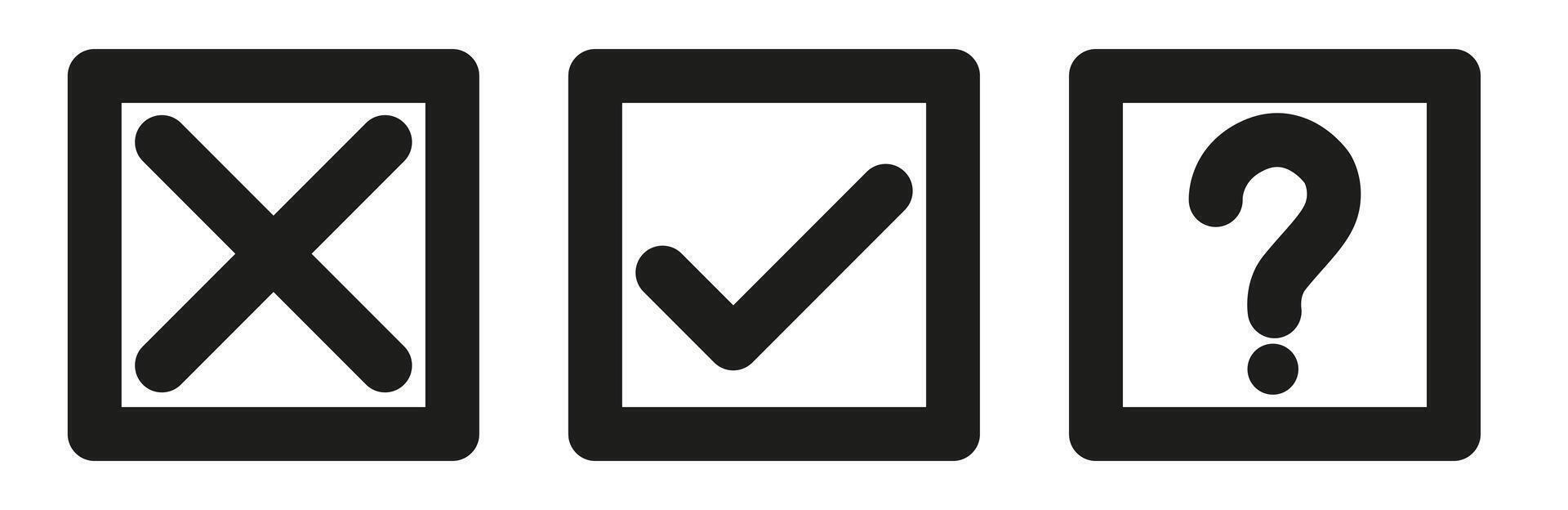 A set of dark flat checks and crosses. vector