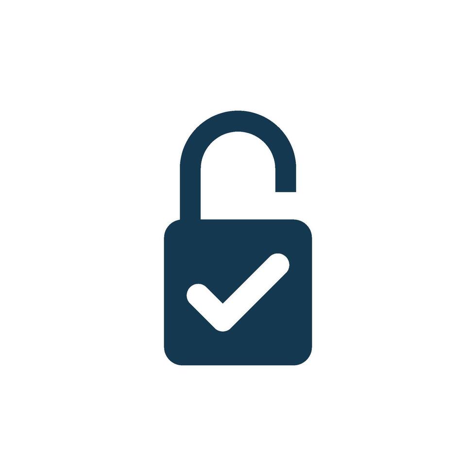 Simple Padlock Checkmark Icon Template vector