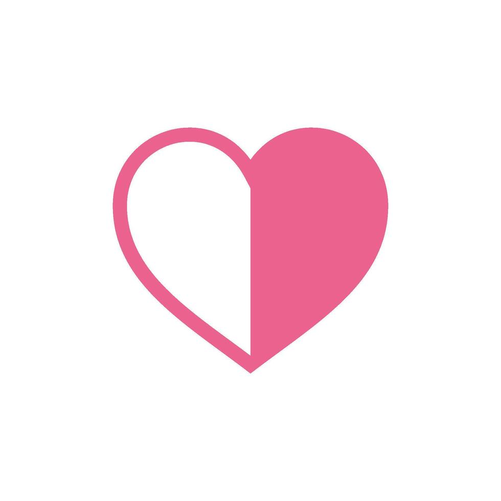 Half Heart Shape Love Icon Template vector