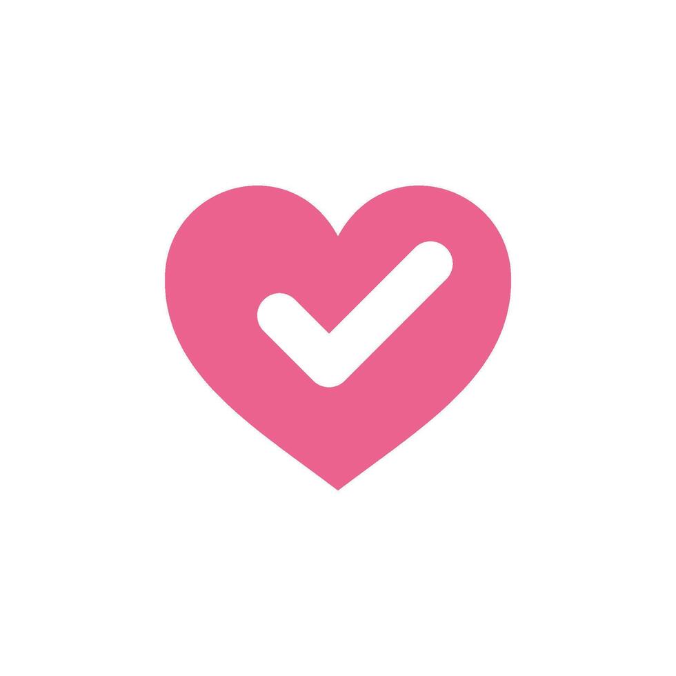 Check Mark Heart Shape Love Icon Template vector