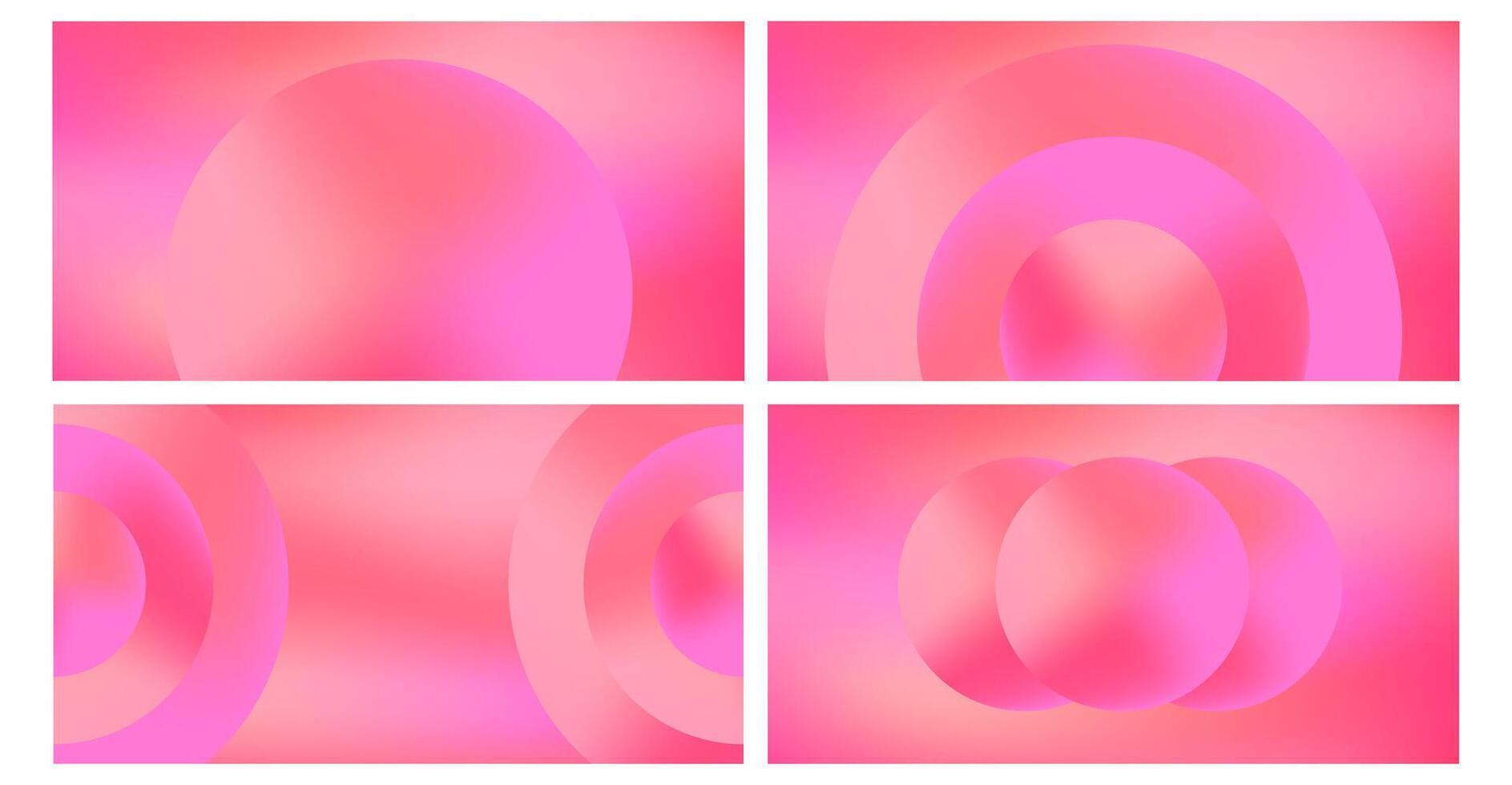 Set of gradient pink background with perspective circle shape. Template backdrop design. vector