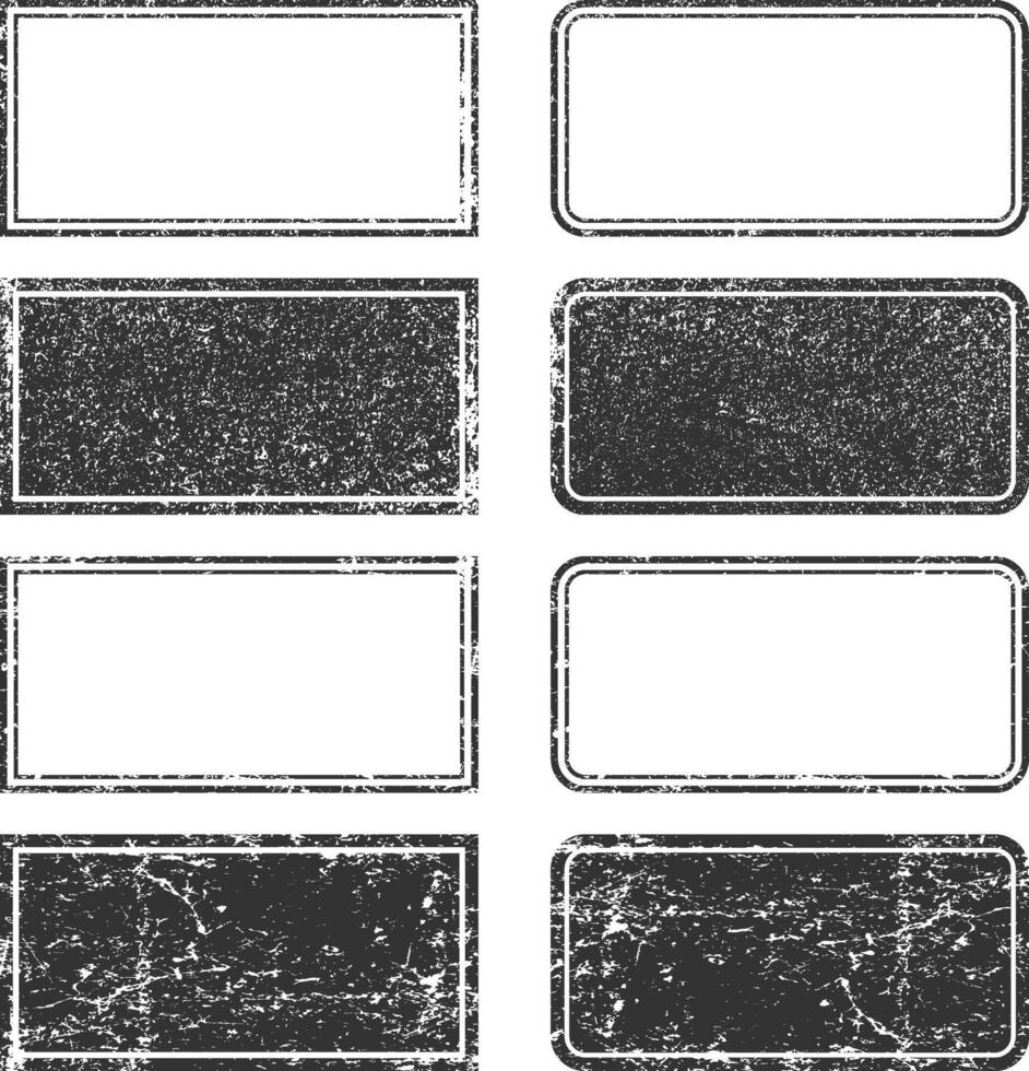 Realistic Stamps frames icon shape set. Stamp grunge ink rubber labels sign collection. Isolated on white background. Black round and square stamp border pack vector