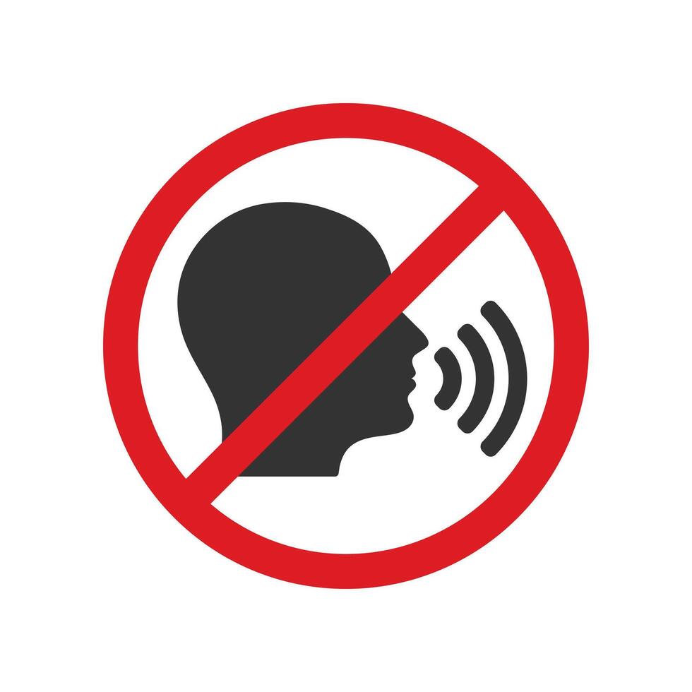 Noise prohibition symbol sign, keep quiet, observe silence icon 2 vector