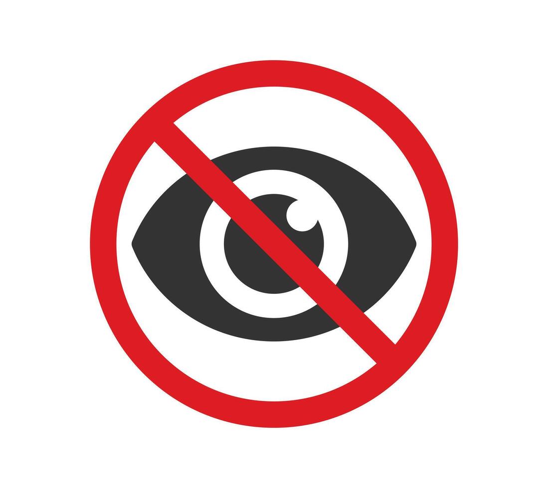 No eye icon symbol, eye crossed out, hidden, invisible. vector