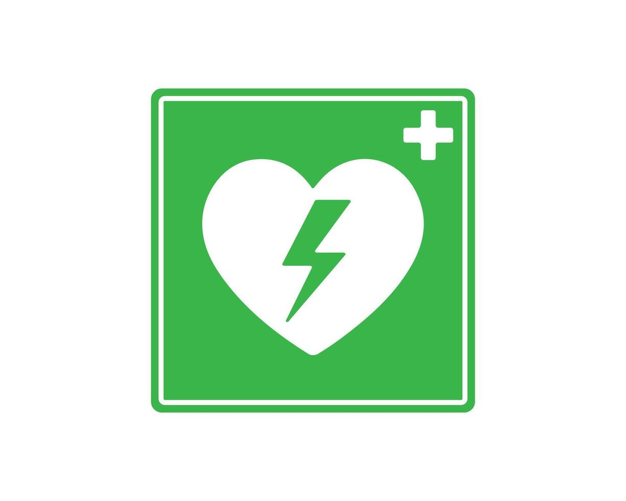 AED emergency defibrillator icon sign symbol. First aid Automated external defibrillator. heart symbol vector