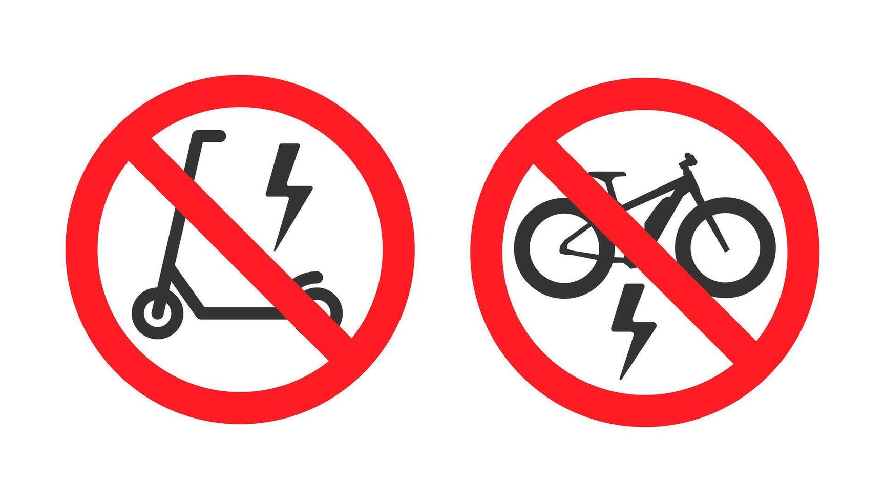 No electric scooter or bike traffic sign. illustration isolated on white background. 2 vector