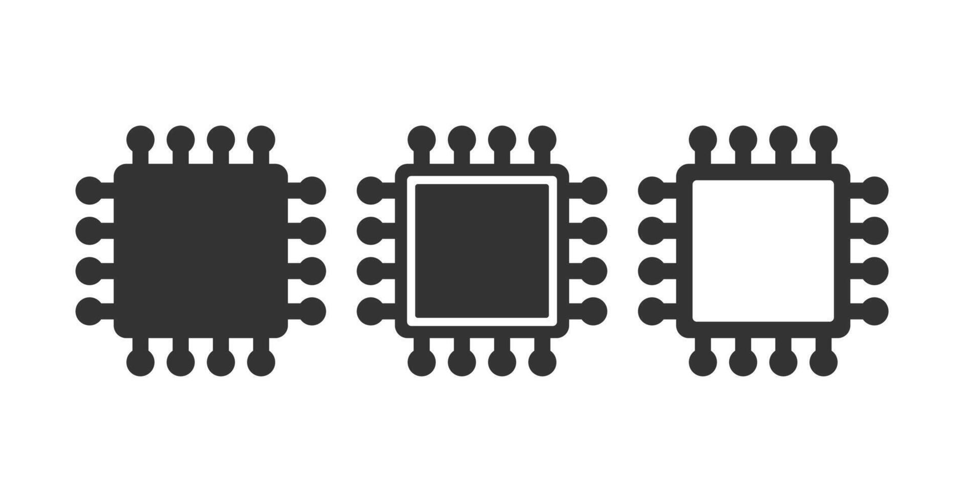 Flat style AI Computer Microchip Icon. CPU Processor Chip symbol. Digital Circuit Microchip sign. Semiconductor Chip. illustration. Isolated on white background. vector